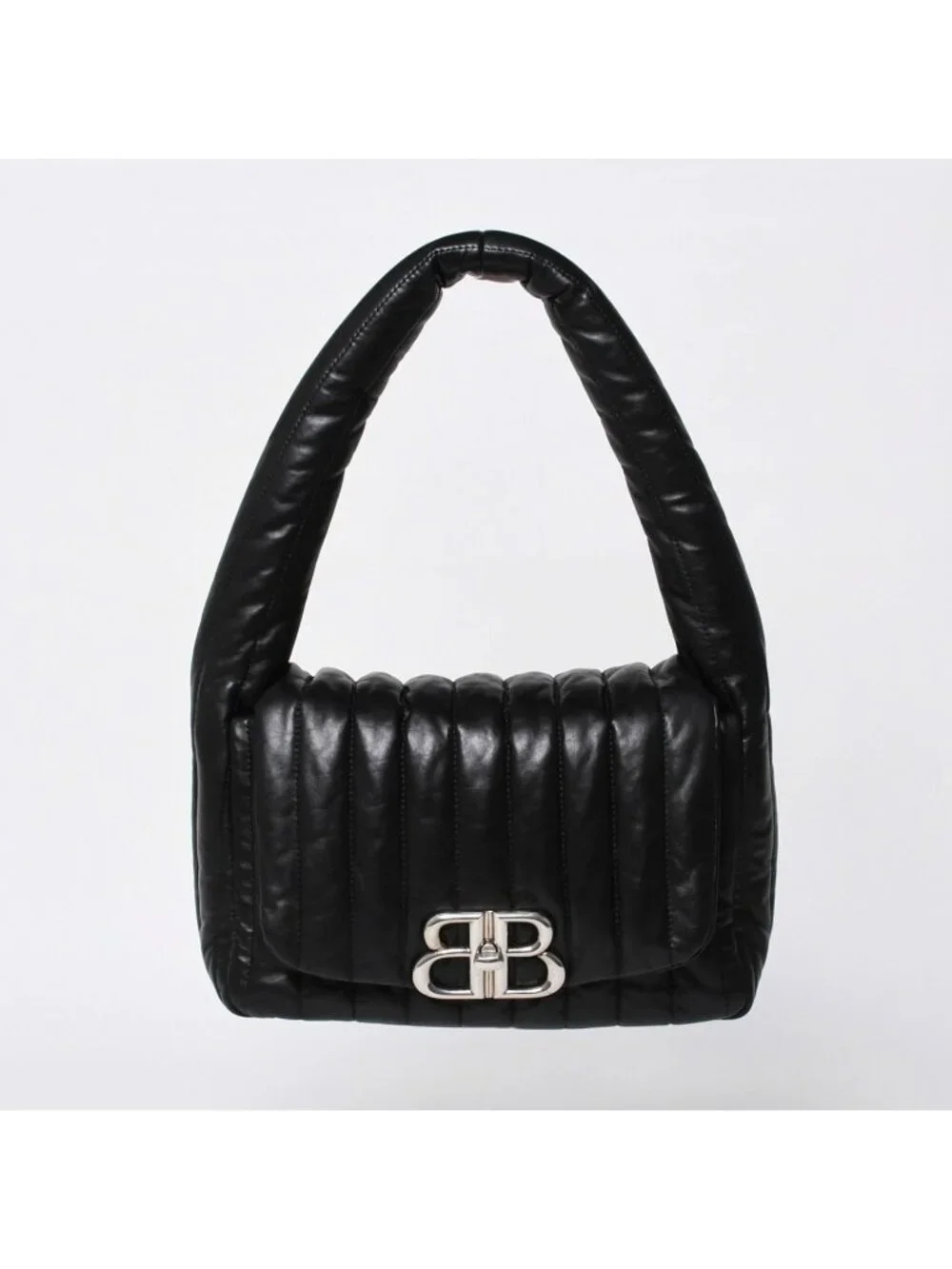 Balenciaga Monaco Shoulder Bag Black Silver Calfskin